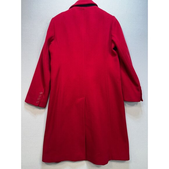 Anne Klein Lambswool Long Coat Womens 8 Red Button Front Winter Collared Casual - Picture 7 of 12